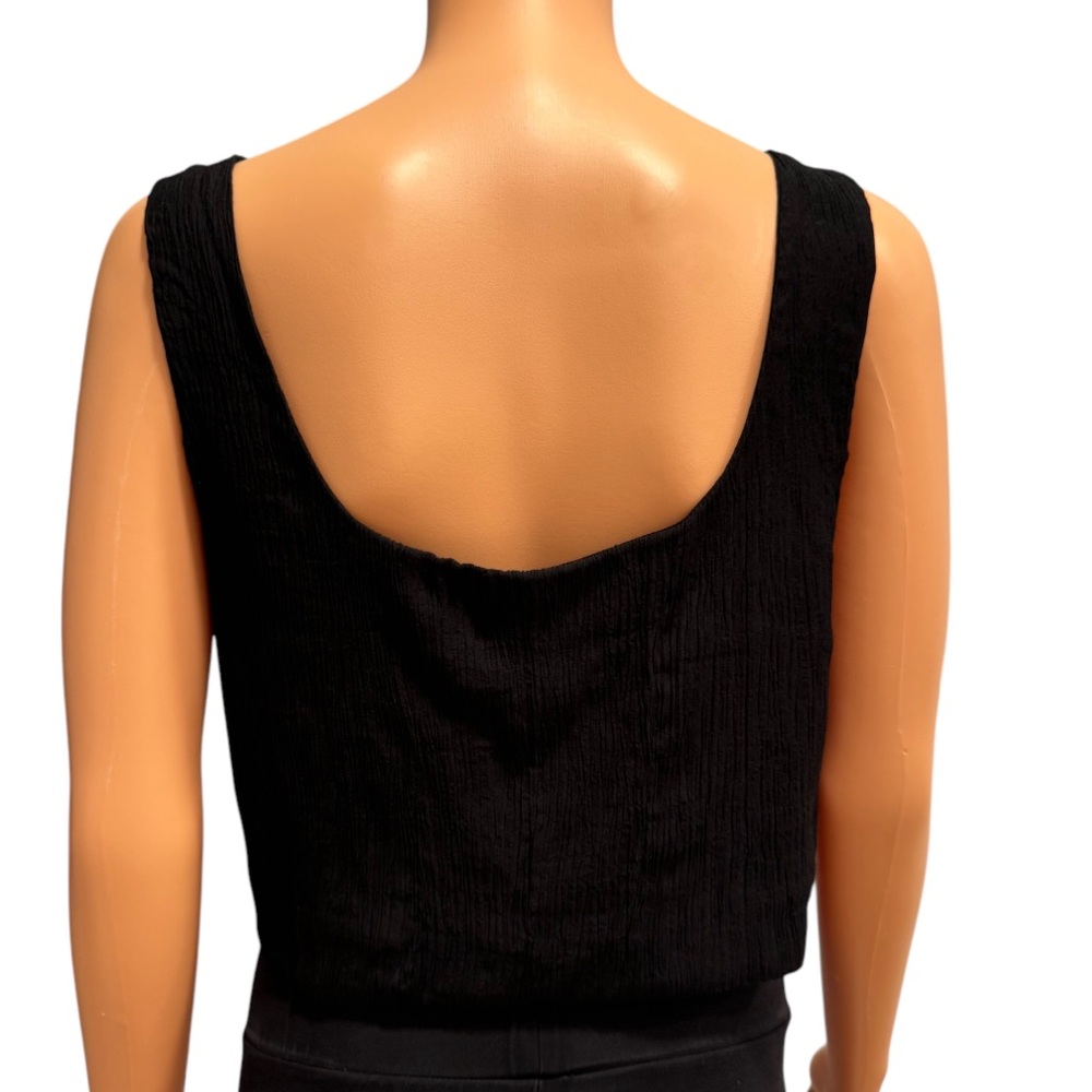 NWOT JASON WU Sleeveless Crinkle Tank Mother Of Pearl Buttons Black Medium - Picture 5 of 7